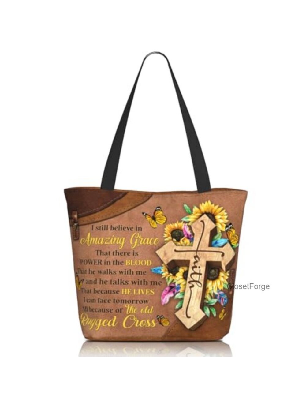 Christian Bible Tote Bag with Zipper Church Shoulder Bag Inspirational Gift